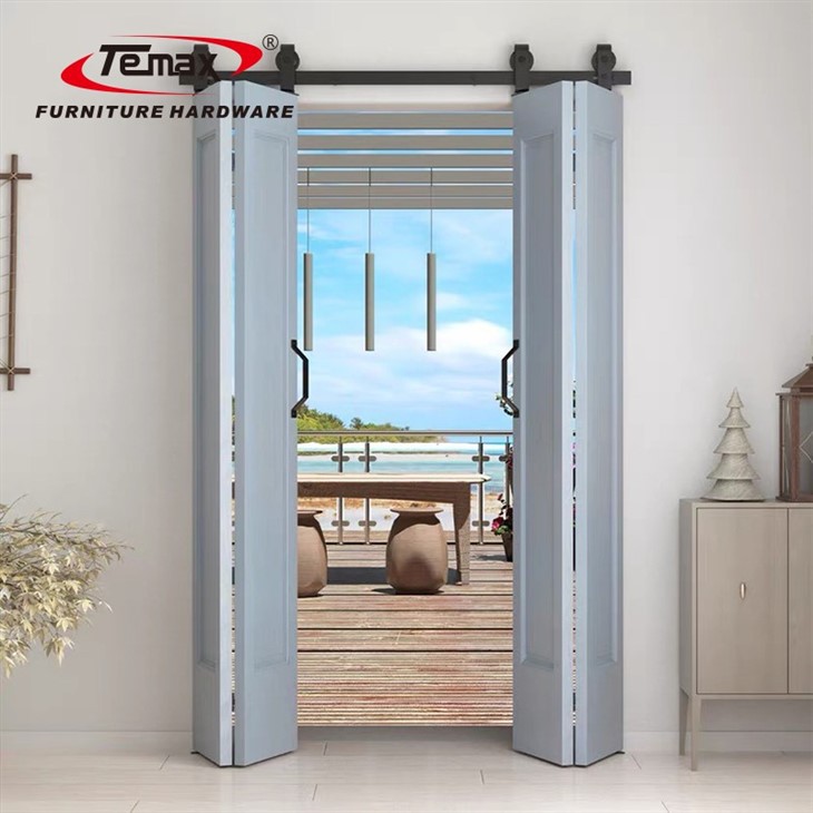 TEMAX Black Modern Barn Door With Folding System GC04